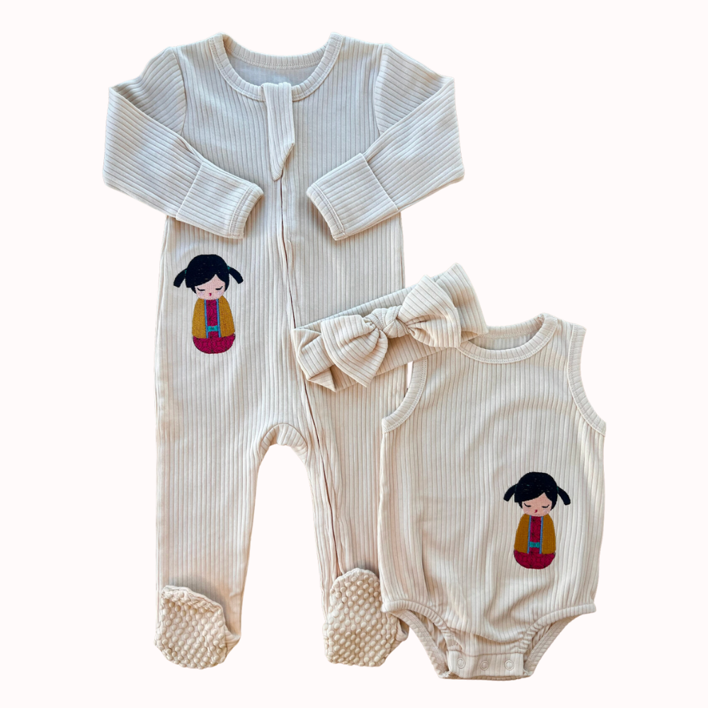 Cream Pigtails 3-Piece Set