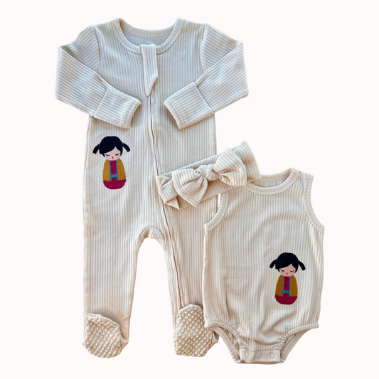 Cream Pigtails 3-Piece Set