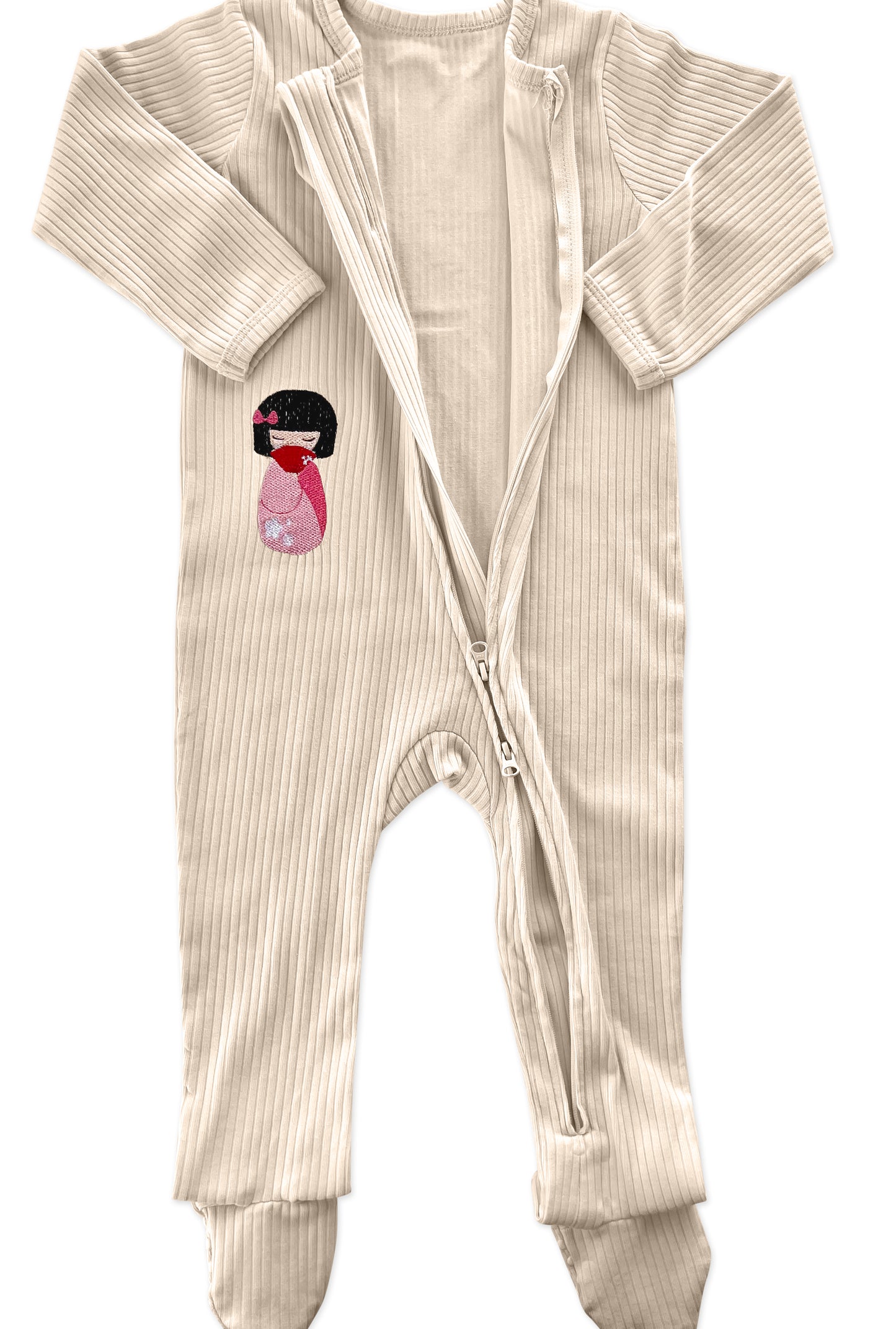 Cream Long Sleeve Romper w/fan