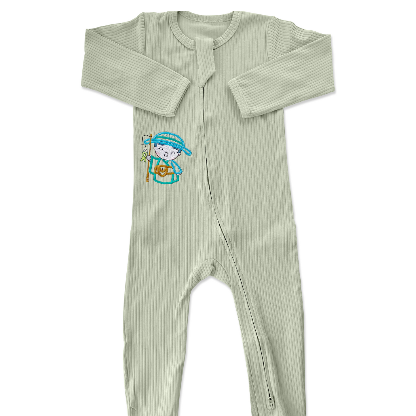 Green Fisherman Long Sleeve Romper