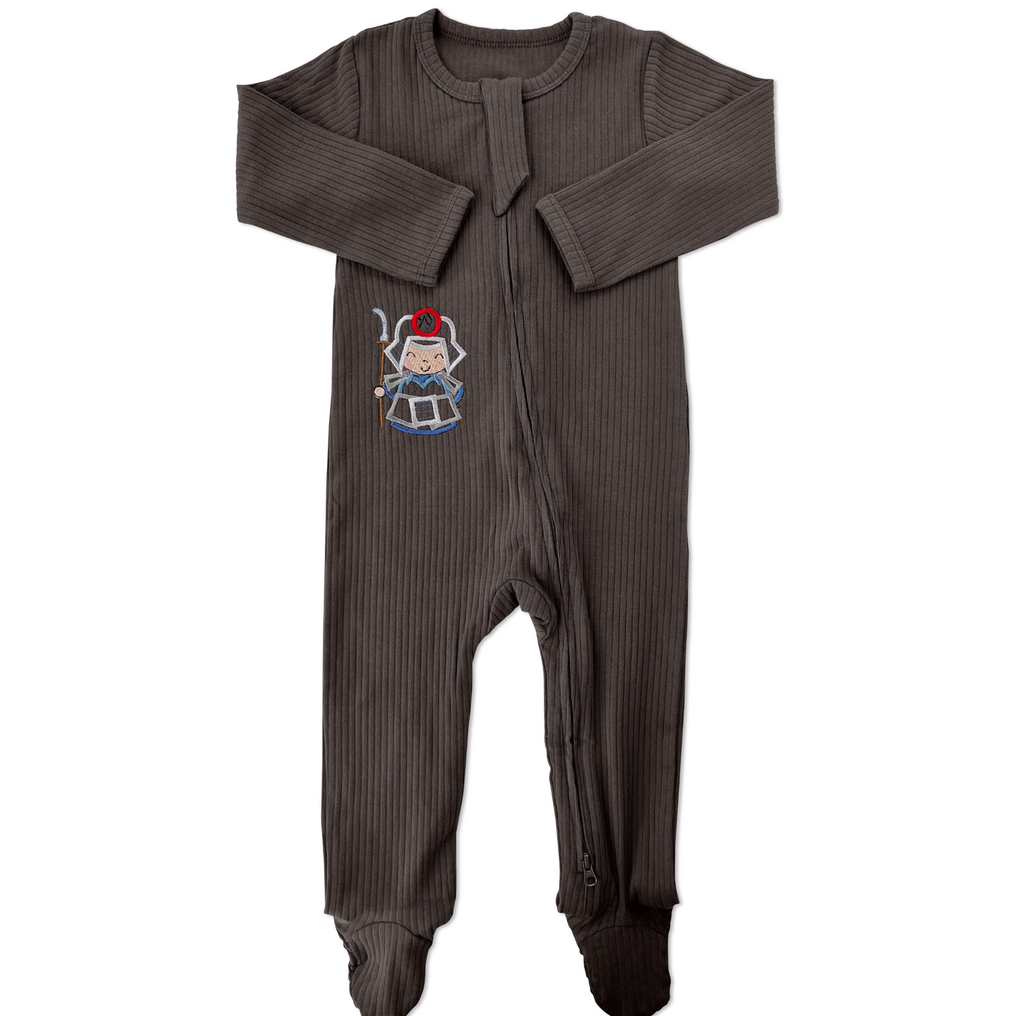 Dark Long Sleeve Grey Samurai Romper w/helmet