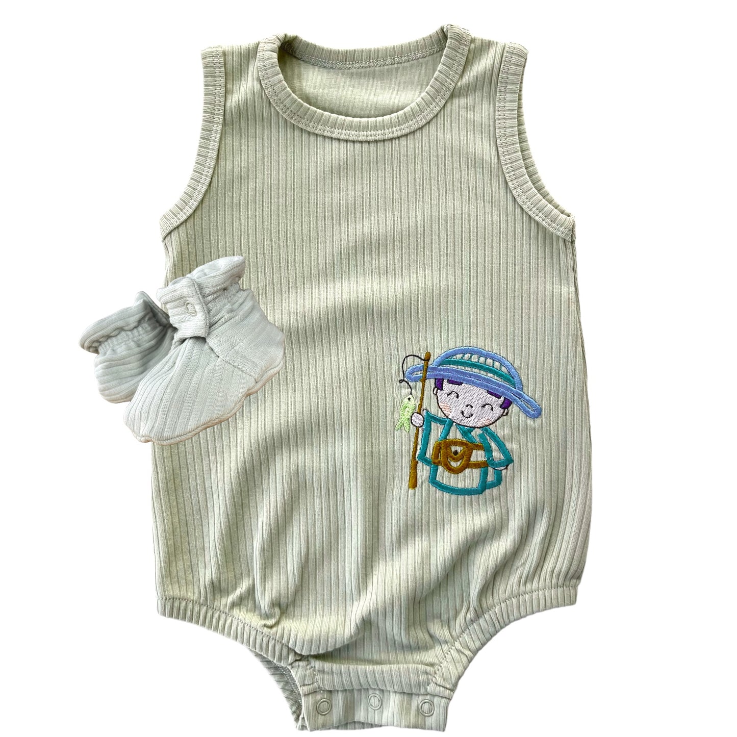 Green Fisherman Onesie 2-Piece Set