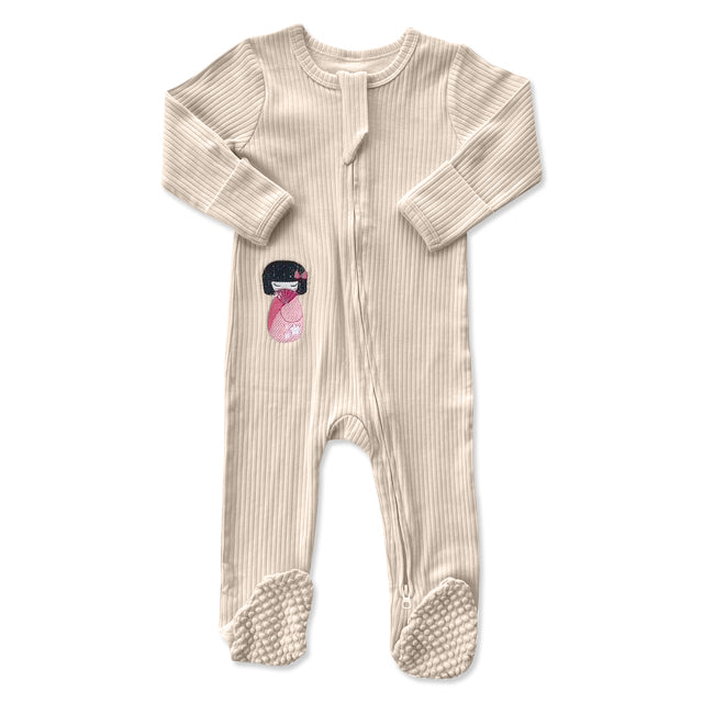 Cream Long Sleeve Romper w/fan