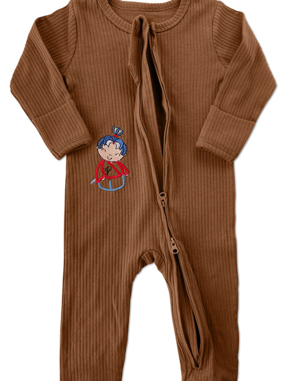 Brown Long Sleeve Romper