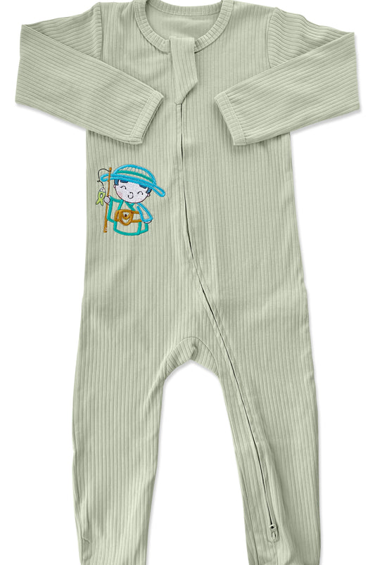 Green Fisherman Long Sleeve Romper