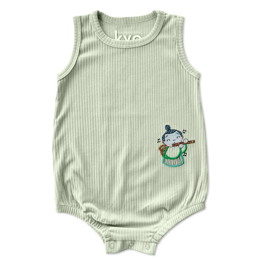 Green Flute Player Onesie