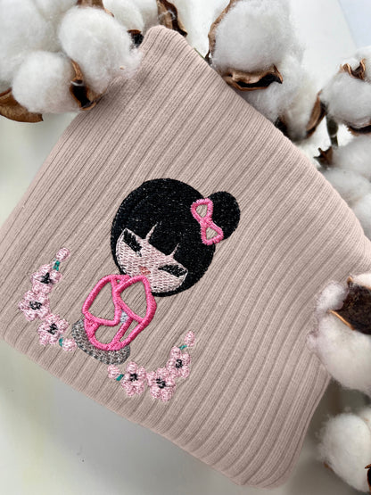 Mauve Cherry Blossoms Long Sleeve Romper