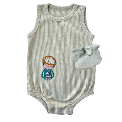 Green Helmet Onesie 2-Piece Set